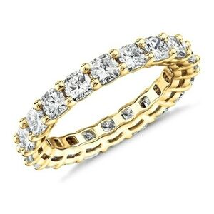 14K Gold Plated Eternity Square Cut Cubic Zirconia Ring